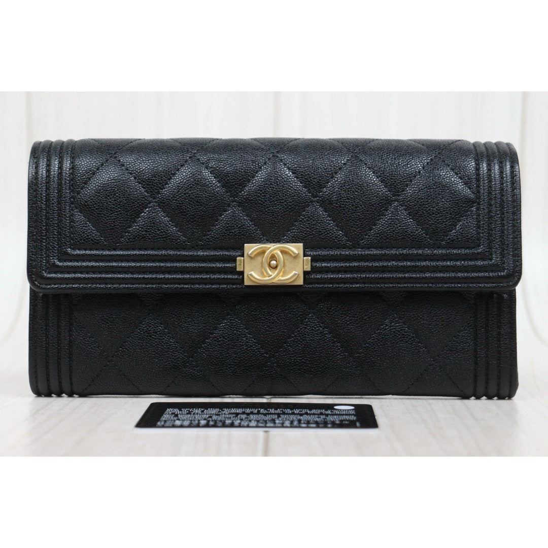 Very Good ( Rank A)｜CHANEL Leboy Caviar Skin Black Long Wallet Made In 2019Year｜25112809