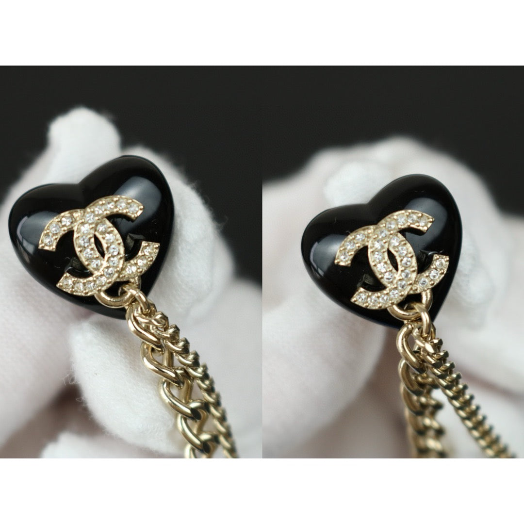 Excellent（Rank SA）｜ CHANEL Coco Mark Chain Pearl Rhinestone Earrings｜F25012302