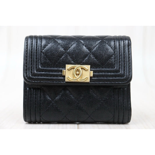 Good ( Rank AB)｜CHANEL Leboy Caviar Skin Black Wallet Made In 2019 Year｜24121204