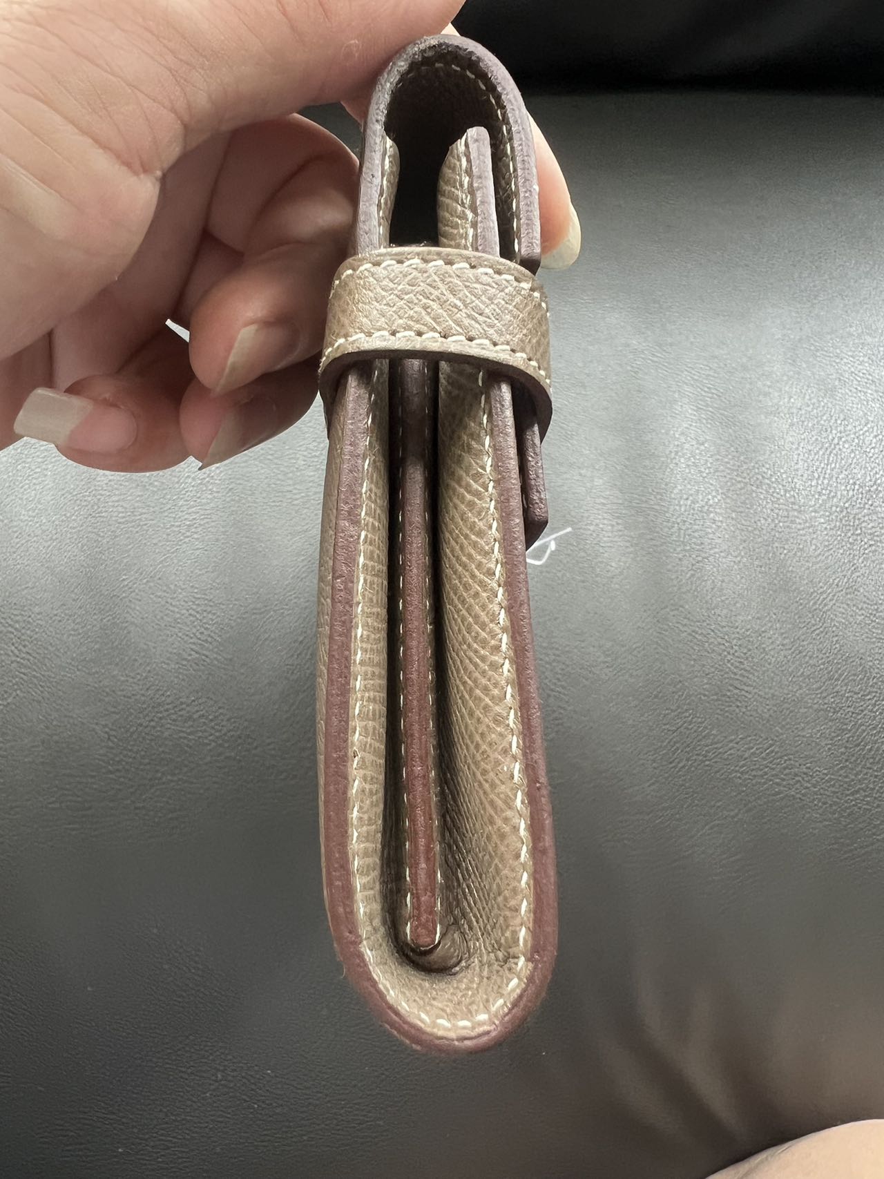 HERMES Epsom Kelly Wallet Gray C Stamp