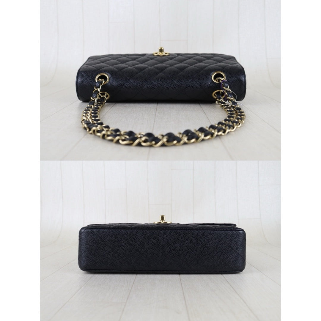 Include Entrupy Certificate of Authenticity｜Very Good ( Rank A)｜ CHANEL Caviar Skin Matrasse Chain Double Flap 25 Shoulder Bag Black Made In 2009-2010Year  ｜S26051514