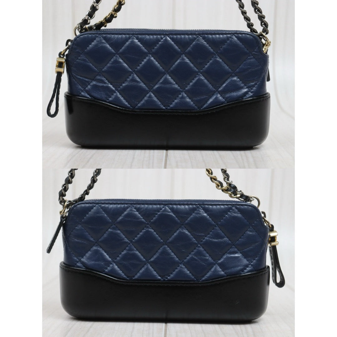 Include Entrupy Certificate of Authenticity｜Very Good ( Rank A)｜CHANEL Mini Gabrielle Aged Calfskin Shoulder Bag Dark Blue Made in 2018Year｜S26060610