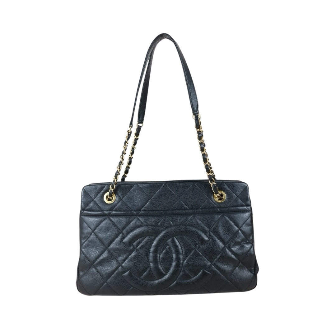 Include Entrupy Certificate of Authenticity｜Very Good ( Rank A)｜ CHANEL Caviar Skin  Matrasse Chain Tote Bag Black Made In 2012-2013Year｜X26051714