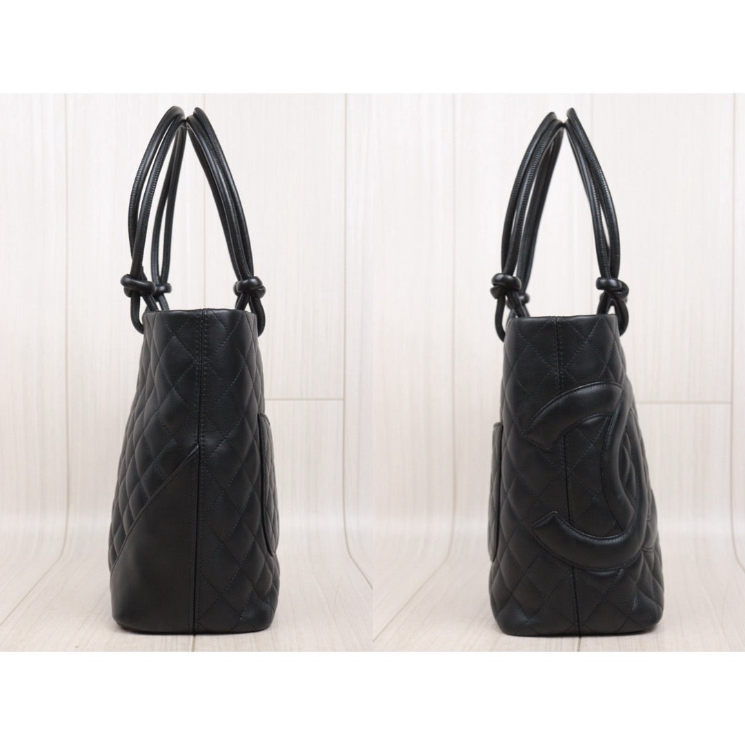 Very Good ( Rank A)｜ CHANEL Cambon Line Calf Leather So Black Tote Bag MM Made In 2004-2005Year｜25090207
