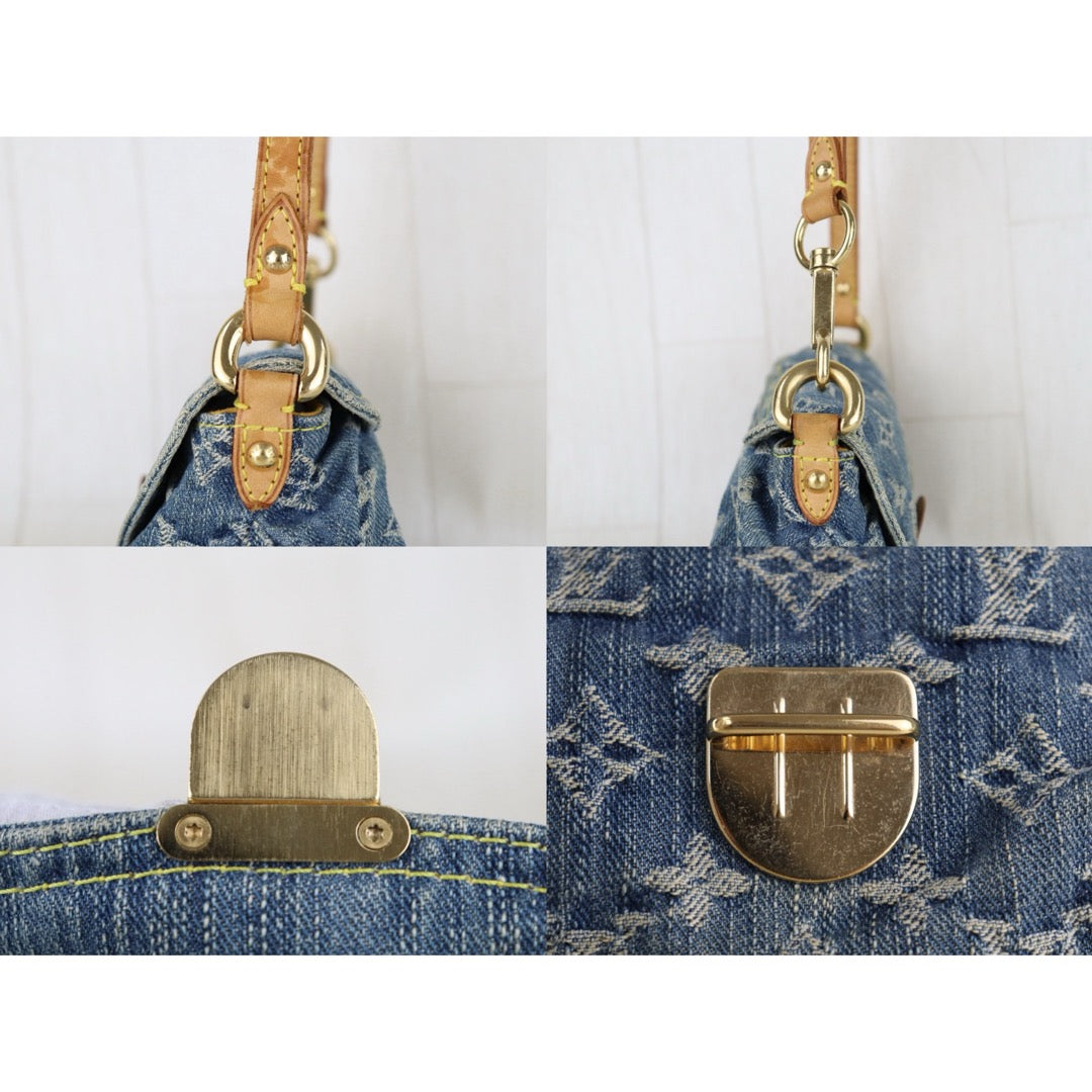 Fair ( Rank B) ｜LV Monogram Denim Mini Pleaty Shoulder Bag Blue｜S26013019