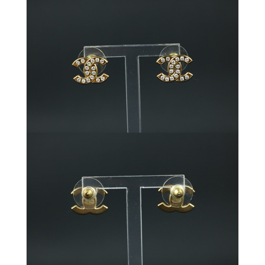 Include Authentic Detective Certificate of Authenticity｜Very Good ( Rank A) ｜CHANEL A21C COCO Mark Rhinestone Earrings Made In 2021 Year｜S26062503