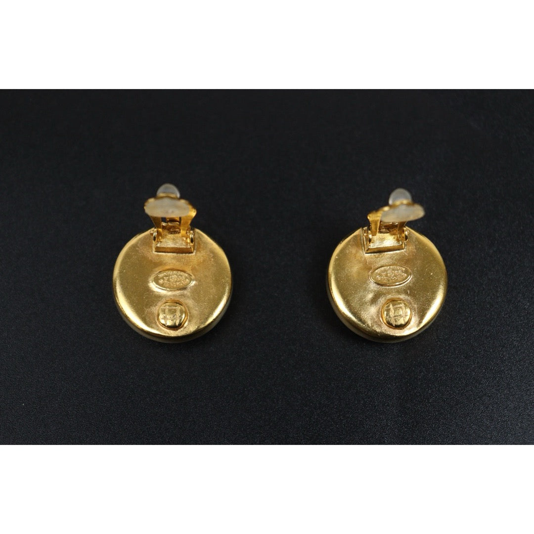 Include Authentic Detective Certificate of Authenticity｜Very Good ( Rank A) ｜CHANEL 99A COCO Mark Amber Vintage Earrings Made In 1999Year｜Y26040606