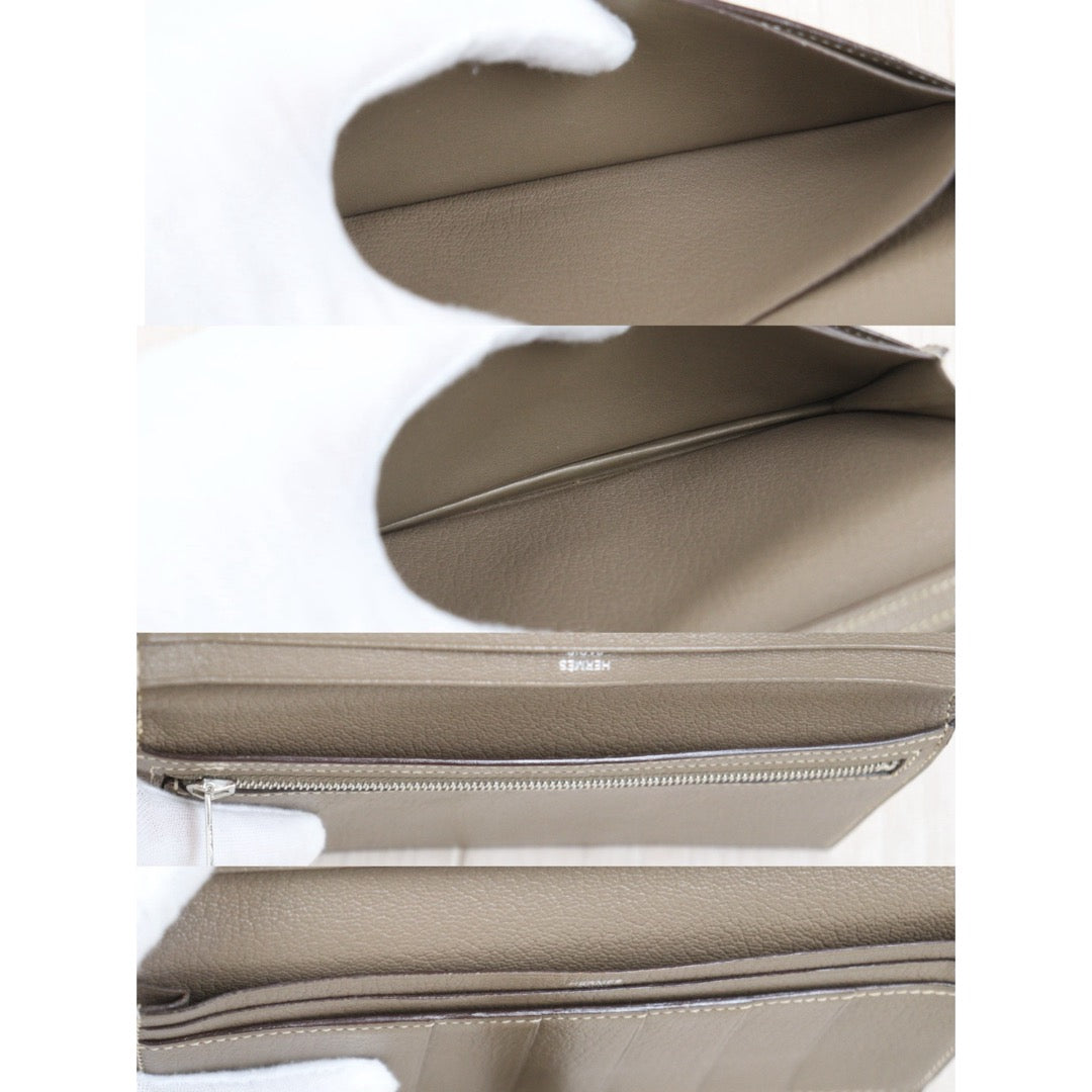 Good ( Rank AB)｜ HERMES Hermes Bean Long Wallet Etoupe Gray □J Stamp Made In 2006 Year｜V25101613