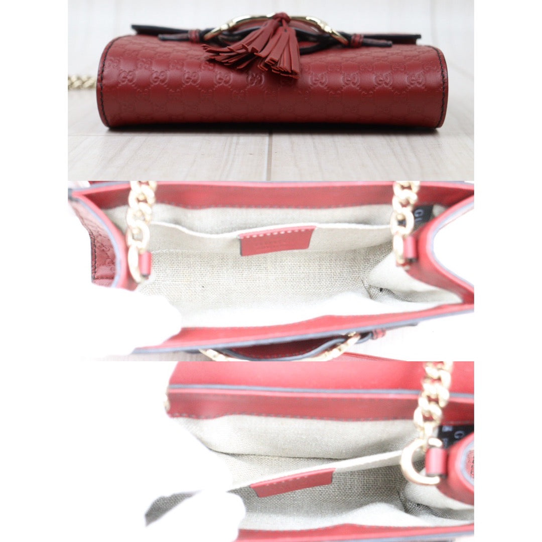 Rank AB ｜ GUCCI Leather Shoulder Bag Red｜V24060410