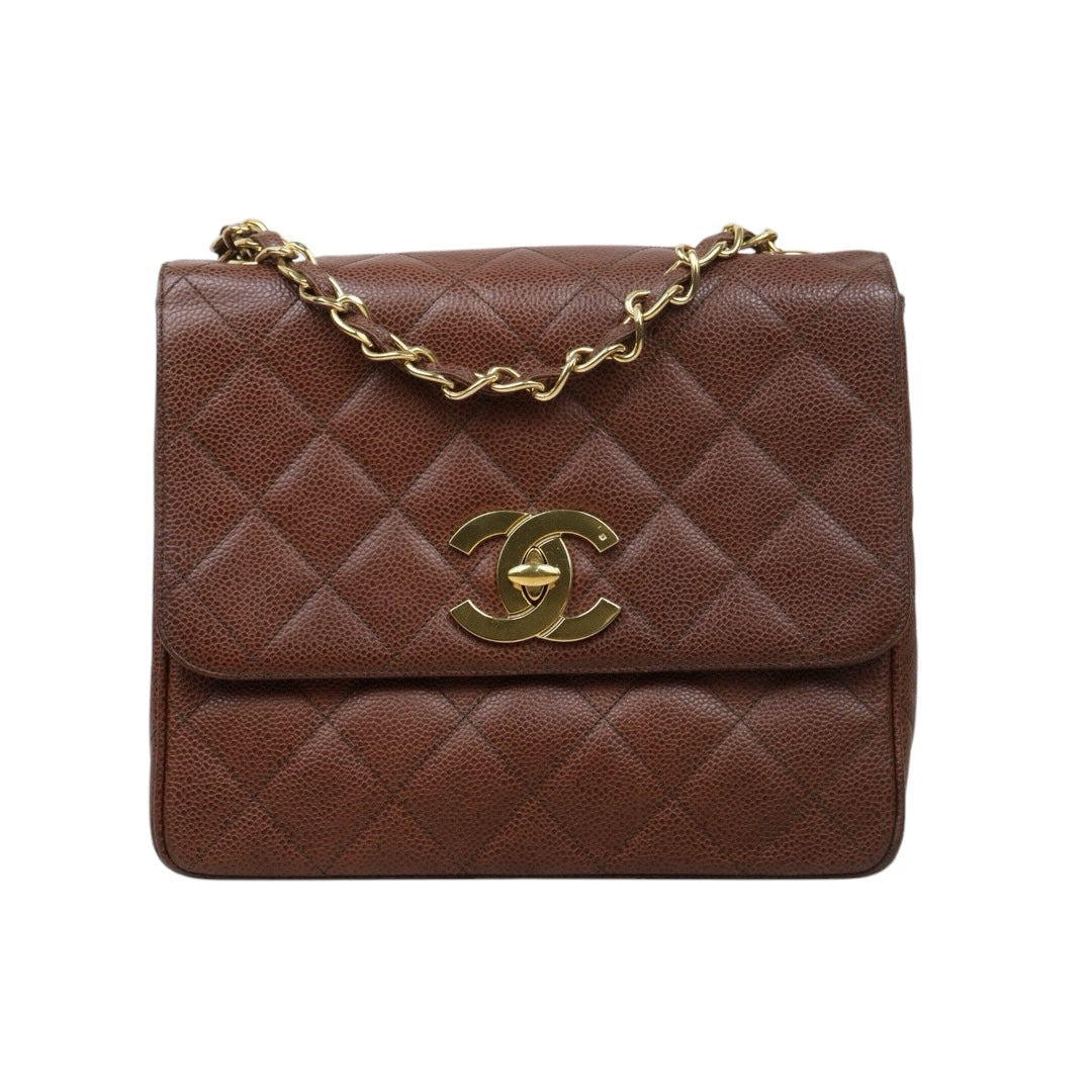 Good ( Rank AB)｜ CHANEL  Caviar Skin Leather Calf Leather Square 25 Shoulder Bag BrownMade In 1996～1997Year ｜24112818