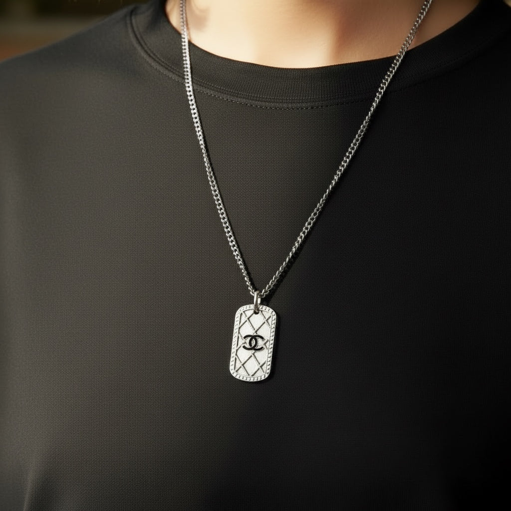 Include Authentic Detective Certificate of Authenticity｜Excellent（Rank SA）｜ CHANEL 09P COCO Mark Pattern Necklace Graphite Gray Made In 2009 Year｜S26031028