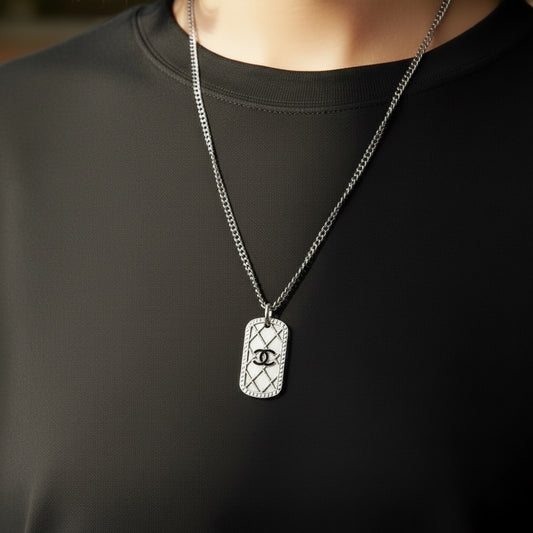 Include Authentic Detective Certificate of Authenticity｜Excellent（Rank SA）｜ CHANEL 09P COCO Mark Pattern Necklace Graphite Gray Made In 2009 Year｜S26031028