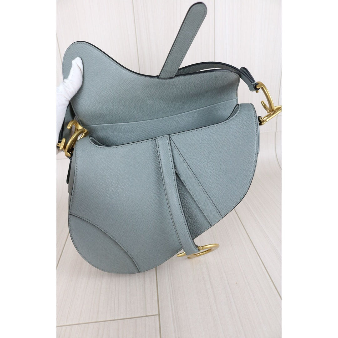 Very Good ( Rank A)｜Dior Trotter Saddle Shoulder Bag Medium Blue Current Model｜S25073011