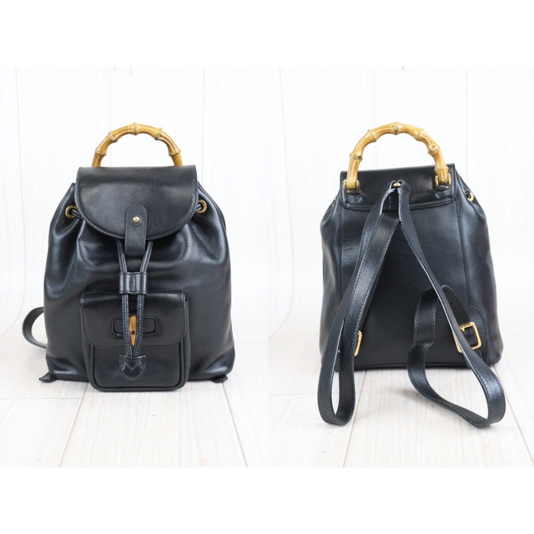 gucci mini backpack black Rank A | GUCCI Bamboo Leather Mini Backpack Back|23101207 – BRAND GET