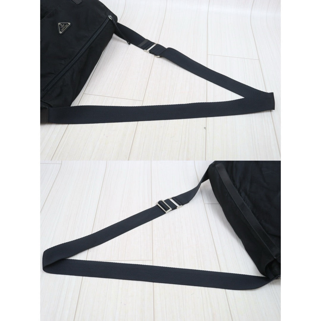 Include Entrupy Certificate of Authenticity｜Good ( Rank AB) ｜Prada  Nylon Black Shoulder Bag  Silver Hardware｜26052702