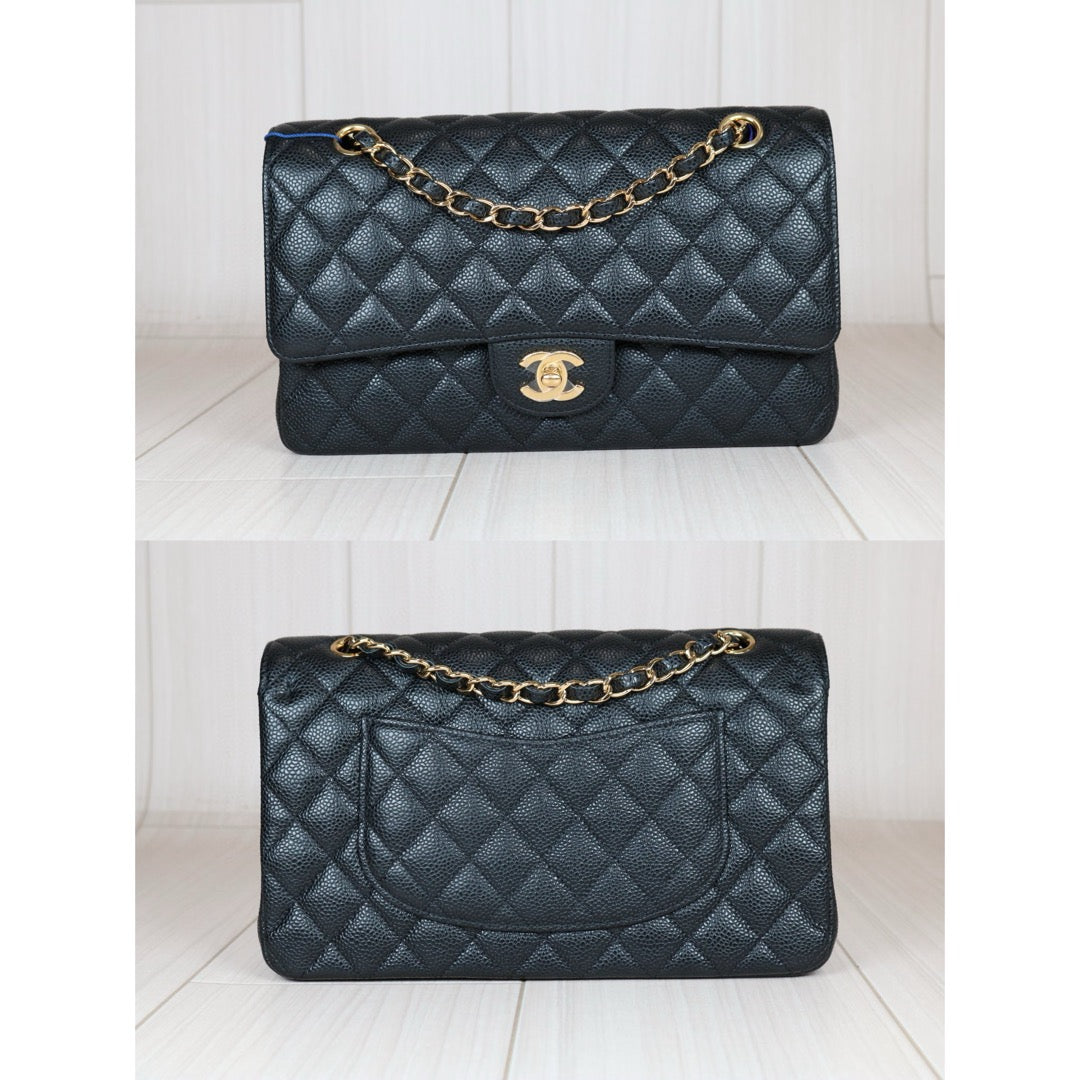 Excellent（Rank SA）｜ CHANEL Caviar Skin Matrasse Double Flap 25 Shoulder Bag Black Made In 2019Year  ｜S24080803