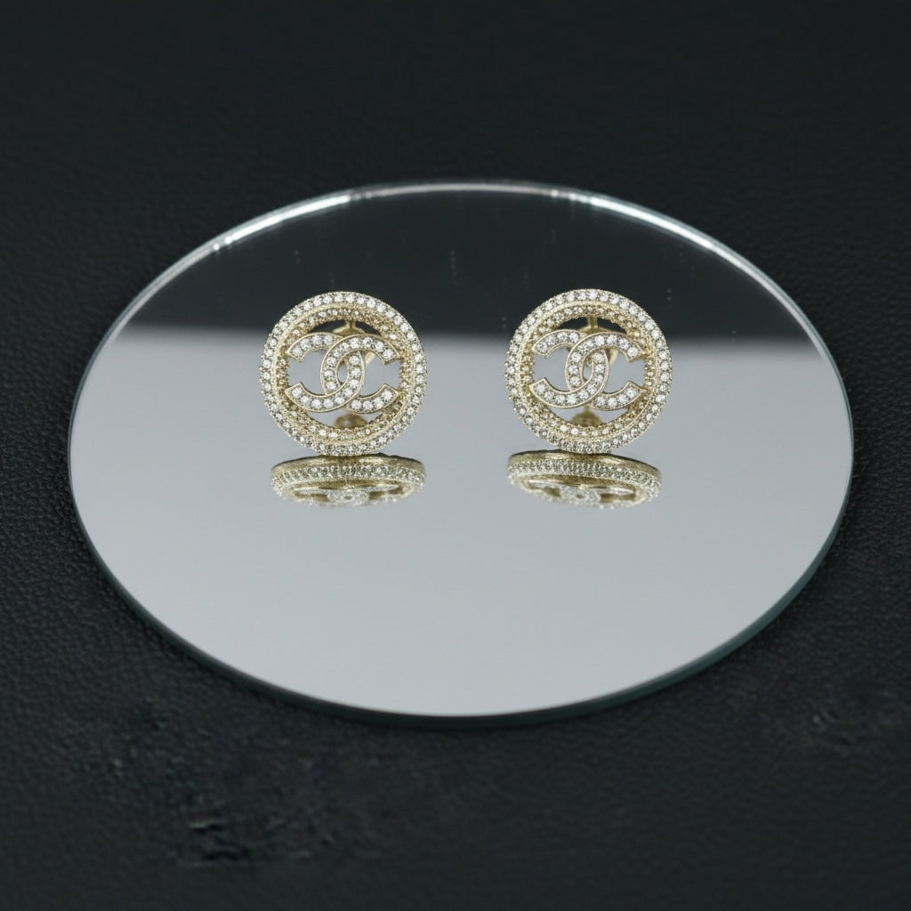 Include Authentic Detective Certificate of Authenticity｜Very Good ( Rank A) ｜CHANEL B20S COCO Mark  Circlet Rhinestone Earrings Made In 2020 Year｜S26062504
