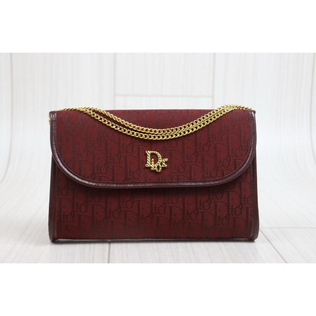 Include Entrupy Certificate of Authenticity｜Very Good ( Rank A)｜Dior Oblique Chain Bag  Burgundy｜26091402