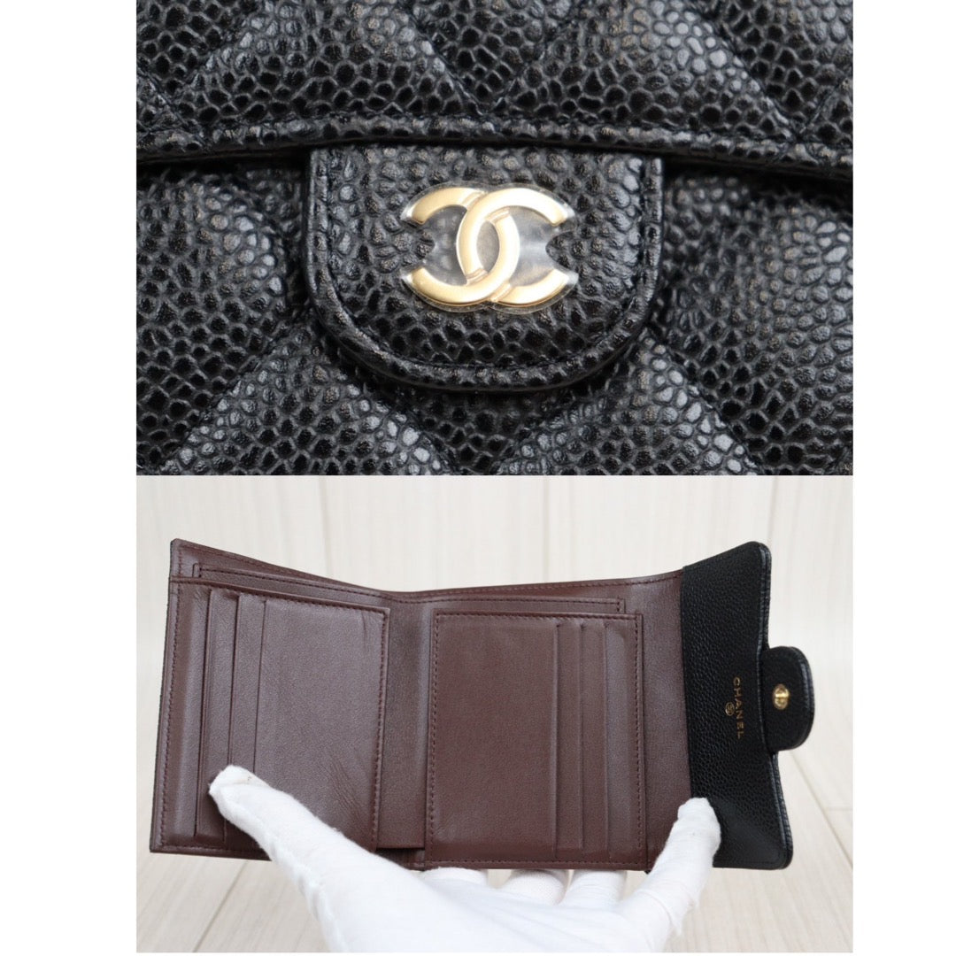 Rank S｜Chanel Caviar Skin Black Wallet｜23112704