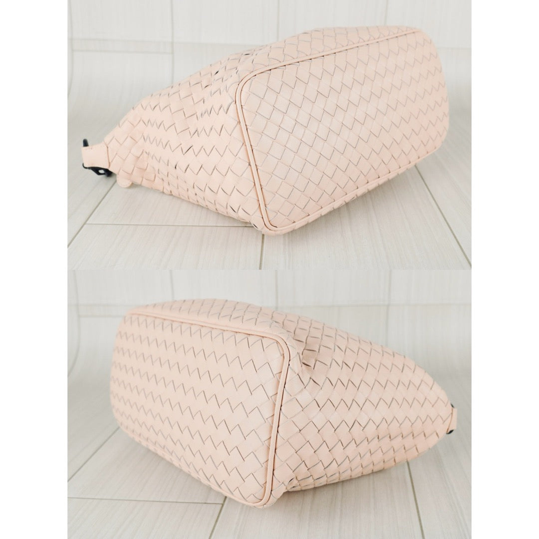 Excellent（Rank SA）｜ Bottega Veneta Lamb Skin  Braid HandBag Cinnamon Pink｜S26011705