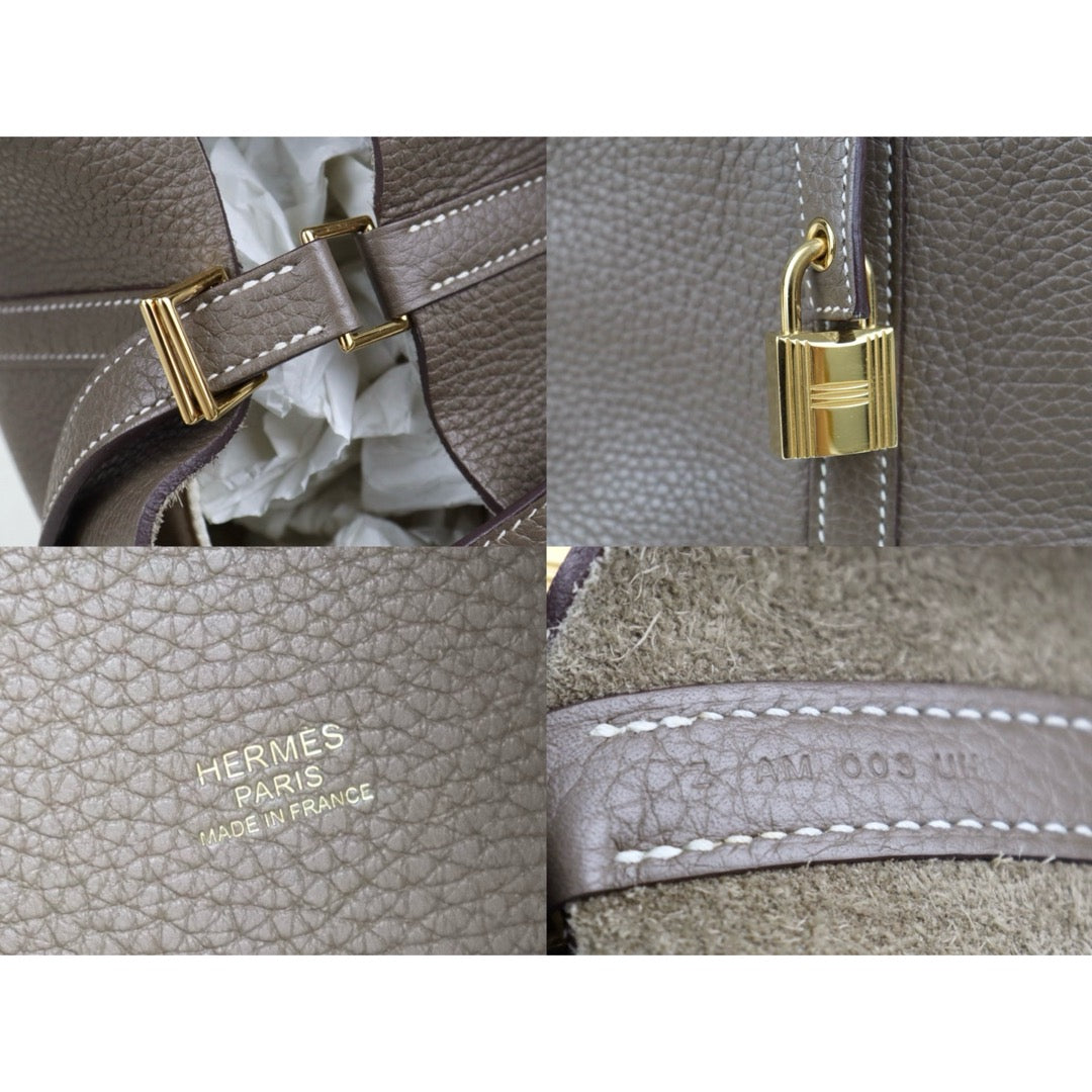 Good ( Rank AB)｜ Hermes Picotin Lock 22 TC Leather HandBag Etoupe Gray Z Stamp Made In 2021 Year｜H25081803