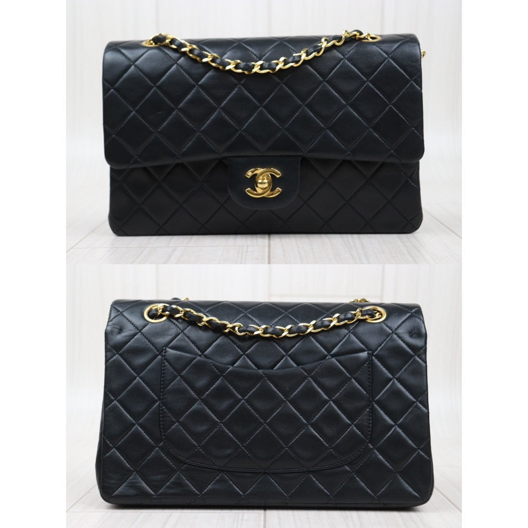 Rank A ｜ CHANEL Matrasse Double Flap 25 Shoulder Bag Black Made In 1989-1991Year｜S24030406