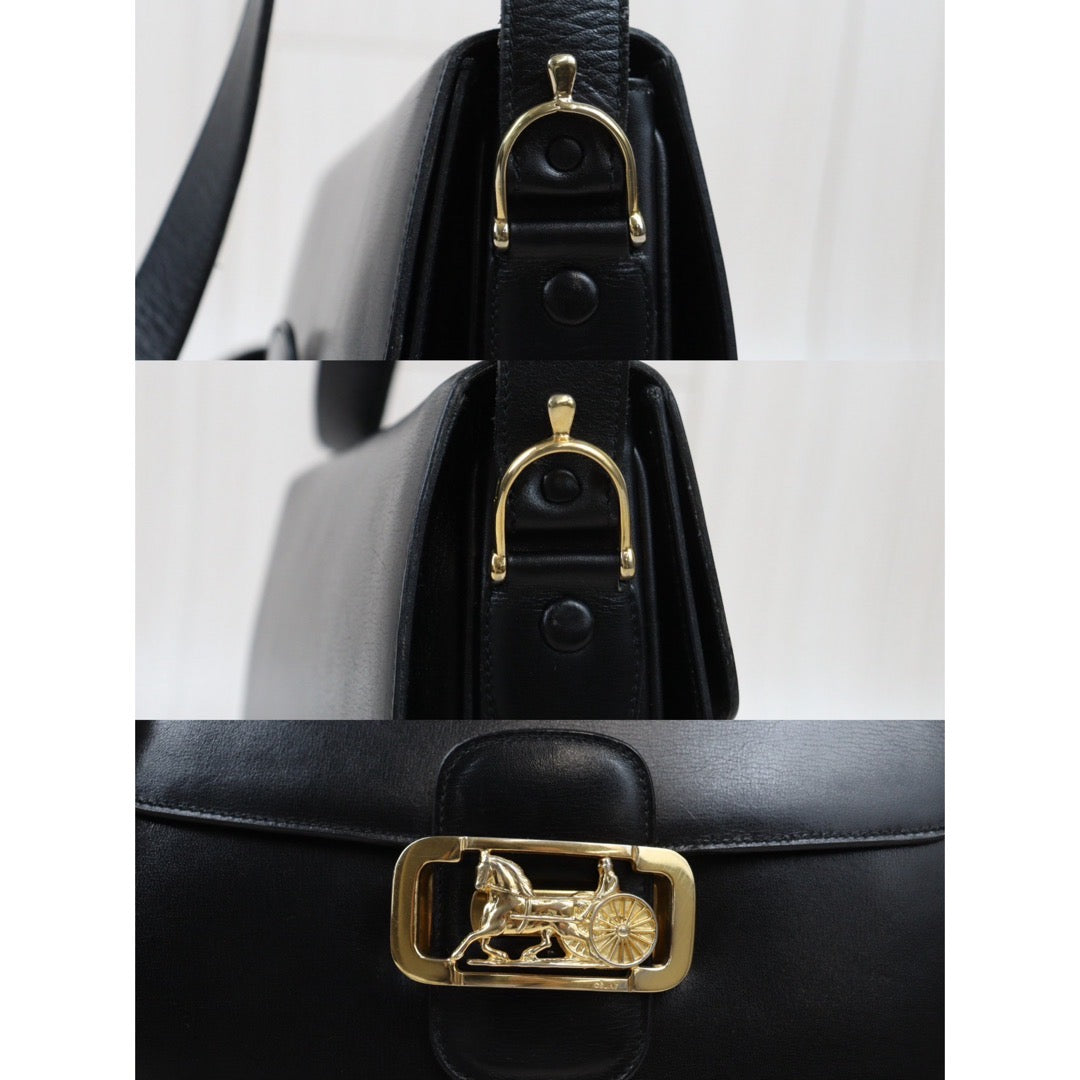 Rank AB｜ CELINE Vintage Box Calf Leather Shoulder Bag Black｜24042912