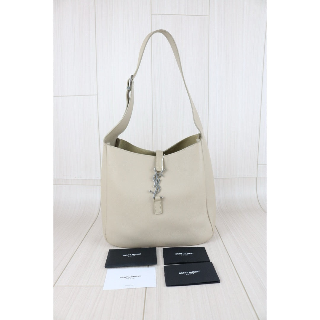Very Good ( Rank A)｜  Saint Laurent YSL Calf Leather  LE 5A7 Hobo Shoulder Bag PM Sea Salt Color｜S25110317