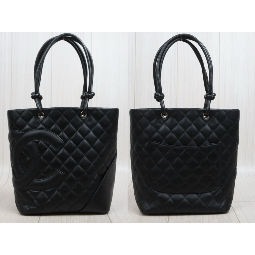 Include Entrupy Certificate of Authenticity｜Very Good ( Rank A)｜ CHANEL Cambon Line ToteBag Black Made In 2004-2005 Year｜26031901