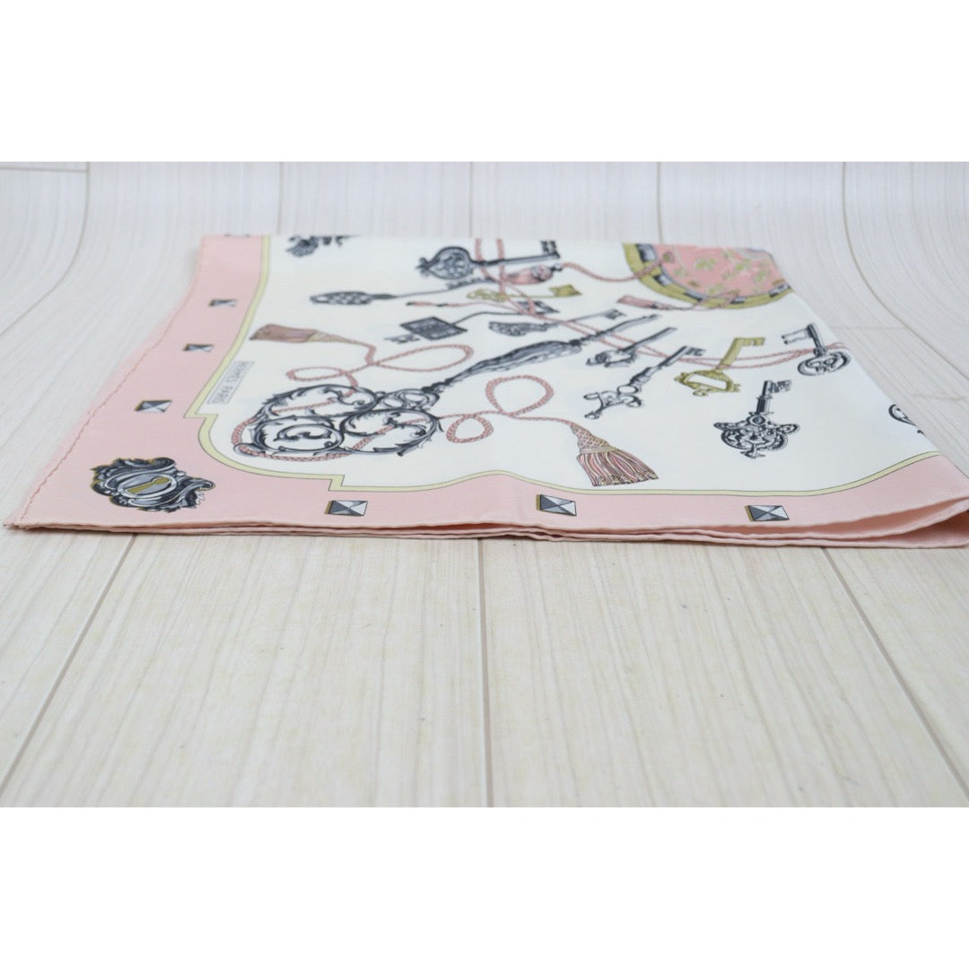 Very Good ( Rank A) ｜ HERMES Les Clefs The Keys Pink Scarf 90｜V25110605