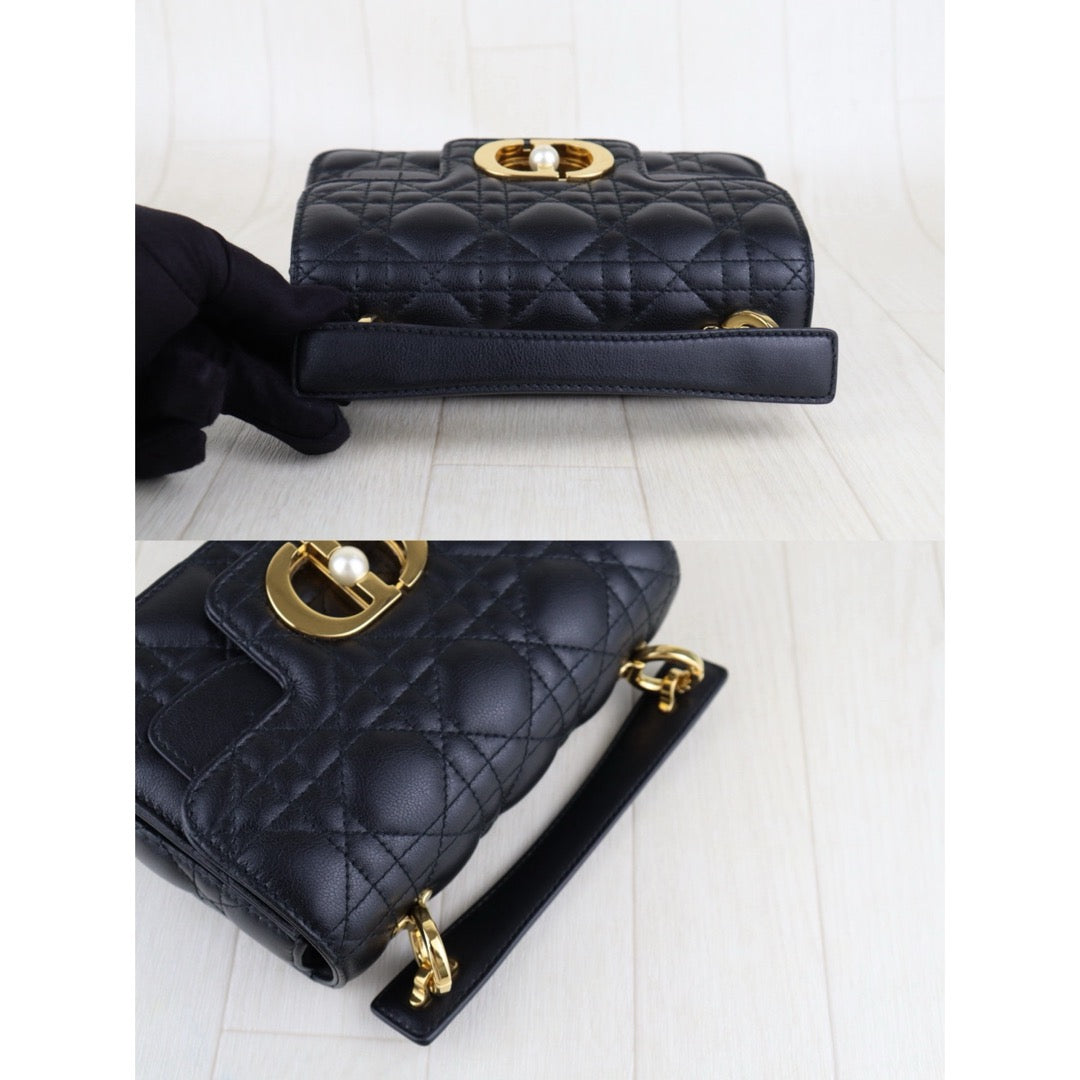 Very Good ( Rank A) ｜Dior Calfskin Mini Jolie Top  Handle  Handbag  Shoulder Bag Black  ｜H25063016