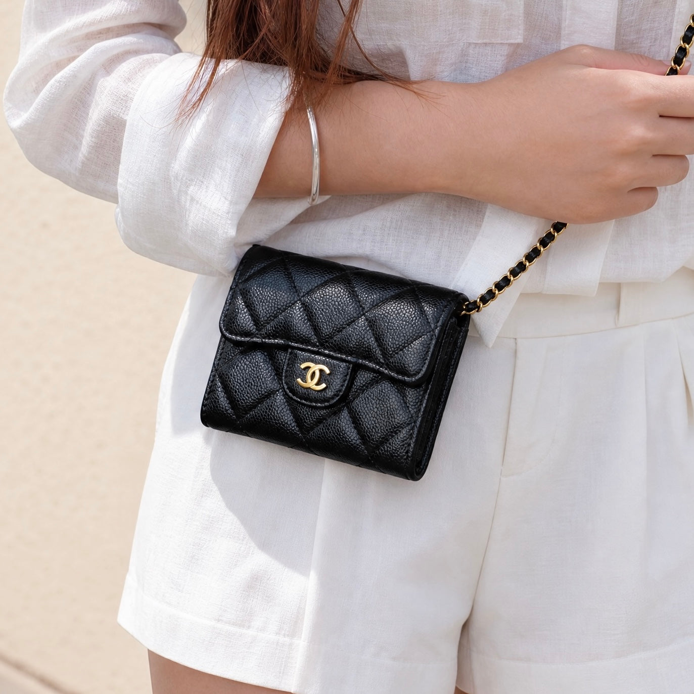 Include Entrupy Certificate of Authenticity｜Very Good（Rank A）｜CHANEL Caviar Skin Matrasse Chain Mini Shoulder Bag Made In 2021-2022Year｜S26072508