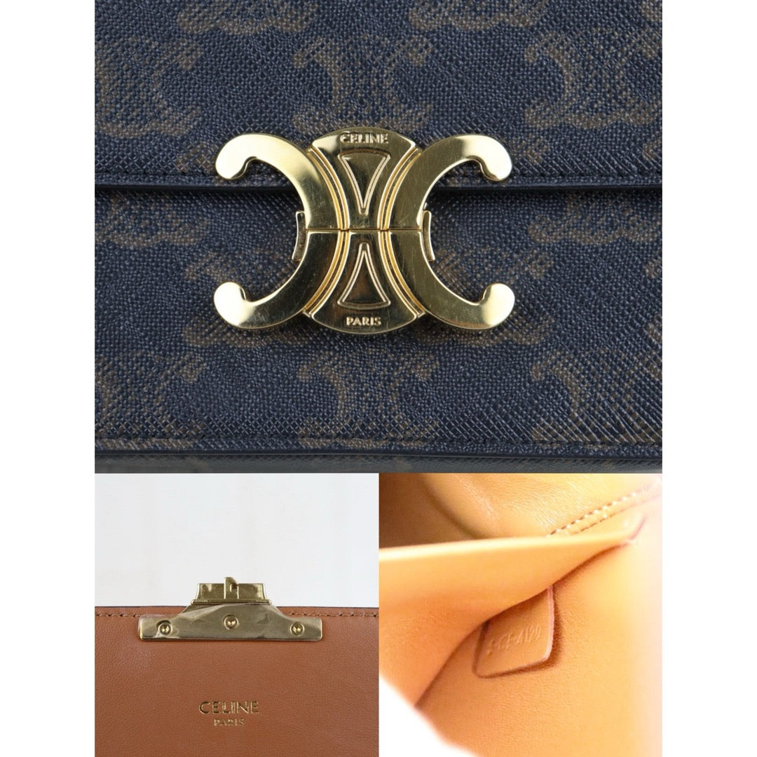 Include Entrupy Certificate of Authenticity｜Very Good ( Rank A) ｜ CELINE Macadam Triomphe Teen Shoulder Bag｜S26030101
