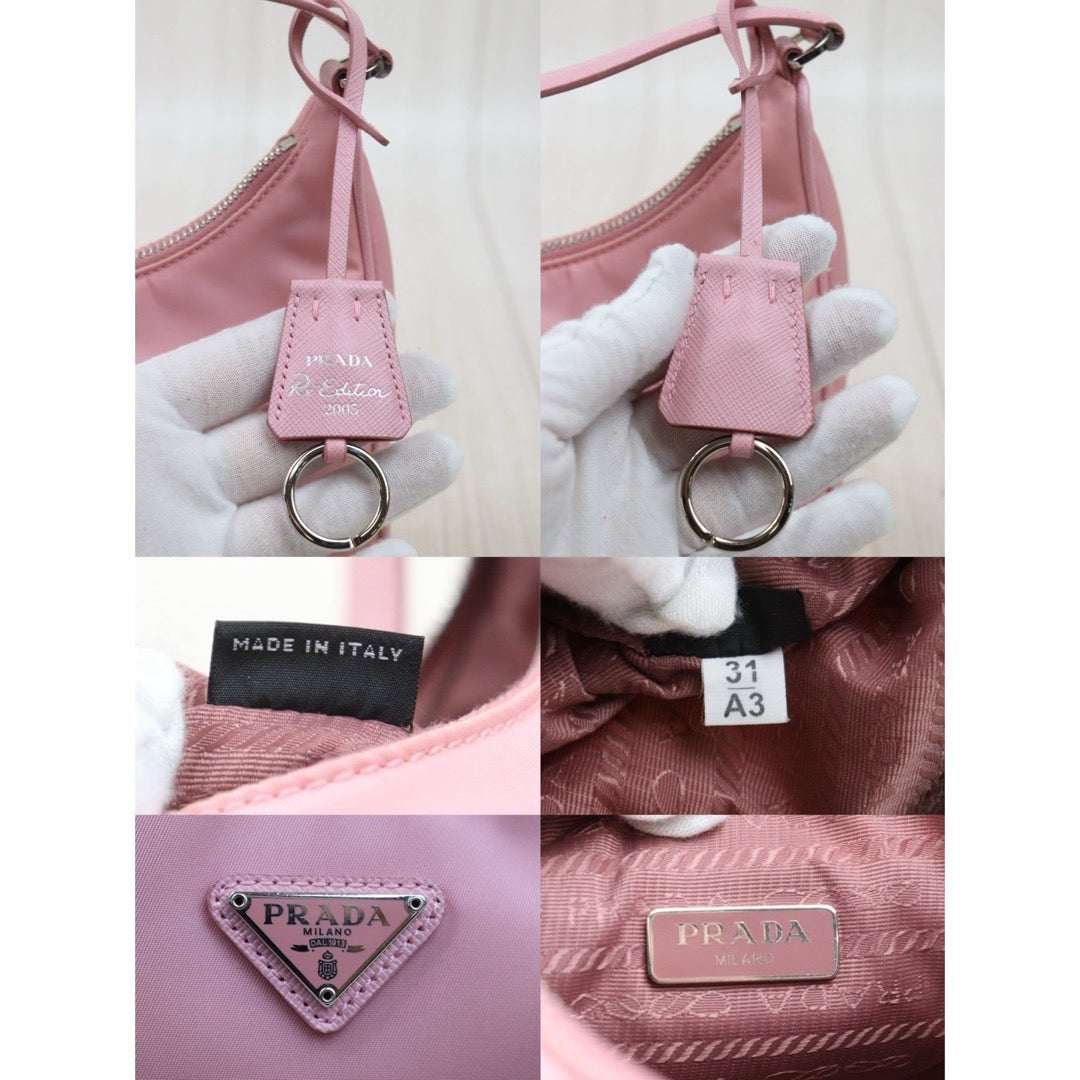 Very Good ( Rank A)｜ PRADA Re-Edition 2005 Nylon Hobo Shoulder Bag Pink｜S25110417