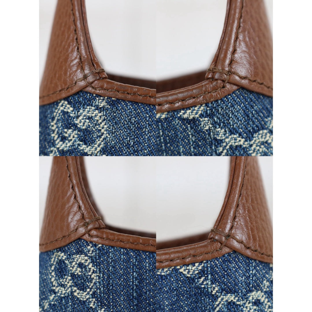Include Entrupy Certificate of Authenticity｜Very Good ( Rank A) ｜  GUCCI  Monogram Denim Leather Piecing Mini Jackie Handbag With Shoulder Strap｜S26070604