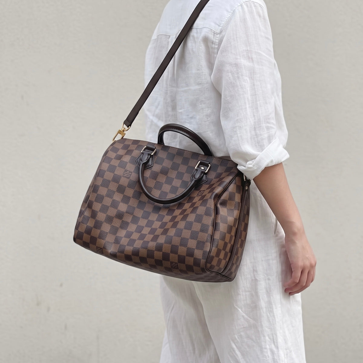 Include Entrupy Certificate of Authenticity｜Very Good ( Rank A) ｜ Louis Vuitton Damier Speedy 30 Hand Bag With Shoulder Strap｜S26072542