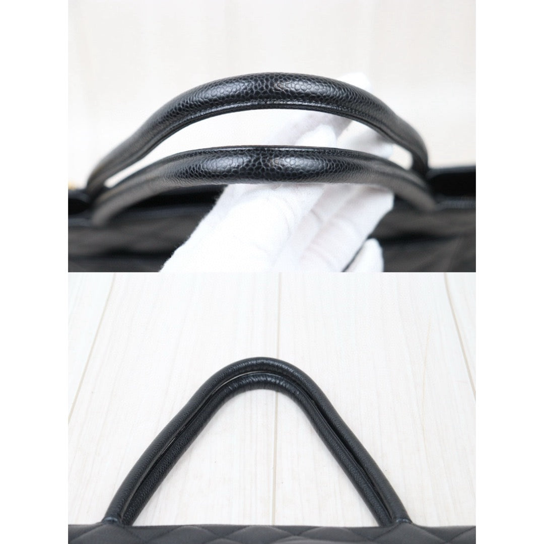 Very Good ( Rank A) ｜ CHANEL Caviar Skin Leather Calf Leather Tote Bag Black Made In 2000～2002 Year｜24122615