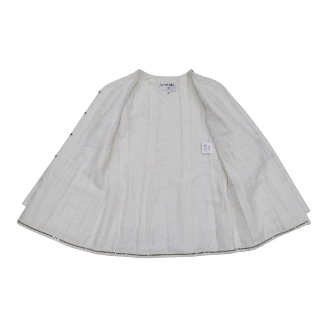 Very Good ( Rank A) ｜ CHANEL 22P Cotton Tweed White Coat 36 size  ｜W25102101