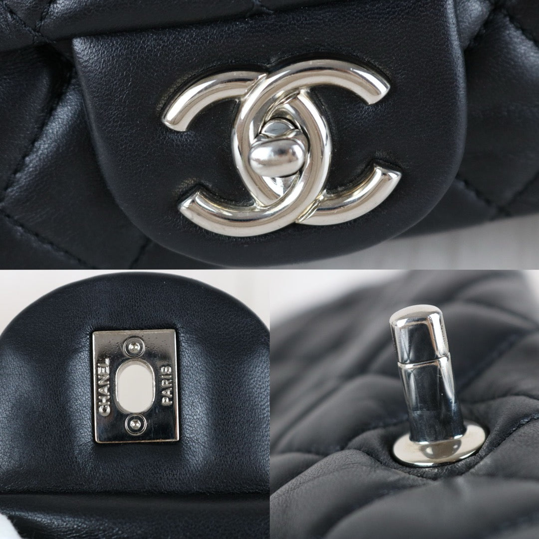 Include Entrupy Certificate of Authenticity｜Good ( Rank AB)｜ CHANEL Lamb Skin Matrasse Chain Single Flap Maxi Shoulder Bag Black Made in 2009-2010Year｜S26011603