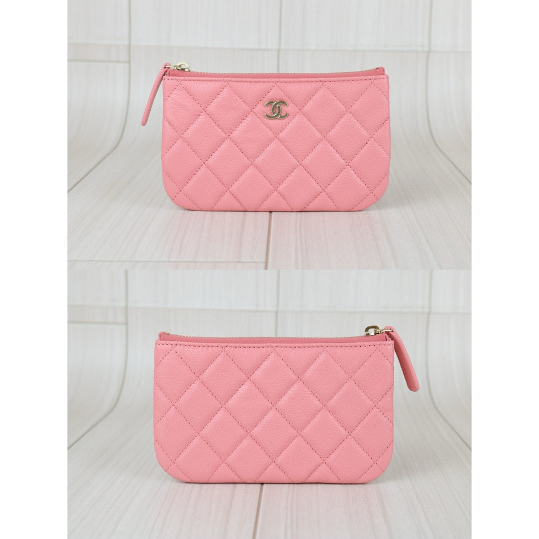 Excellent（Rank SA）｜CHANEL Caviar Skin  Leather Calf Leather Card Holder Pink IC Chips Model｜S25042304