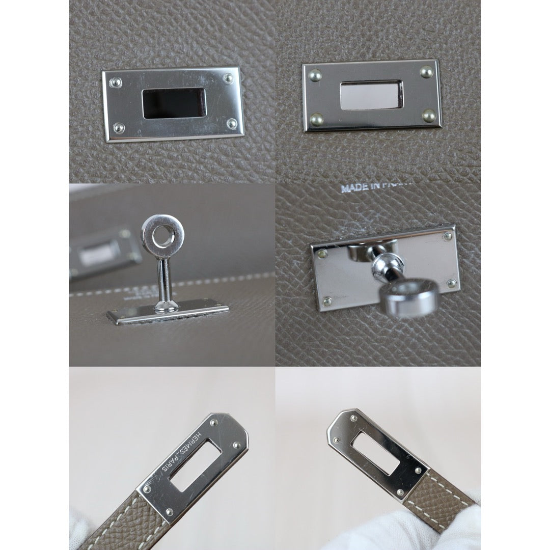 Very Good ( Rank A)｜ HERMES Epsom Kelly Wallet Gray □R Stamp Made In 2014 Year｜W25060311