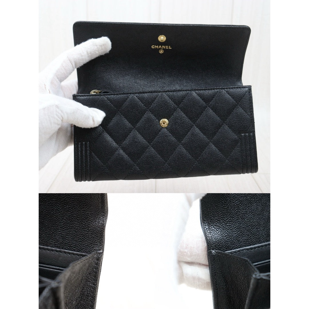 Very Good ( Rank A) ｜CHANEL Leboy Caviar Skin Black Long Wallet Made In 2019 Year｜S25021008