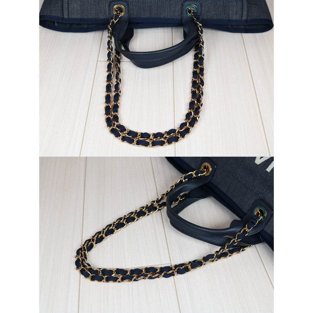 Rank AB｜ CHANEL Canvas Tote Bag Navy Made in 2012-2013 Year ｜S24073002