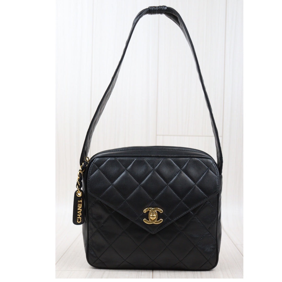 Rank A｜ CHANEL Matrasse Lamb Skin Shoulder Bag Black  ｜24041122