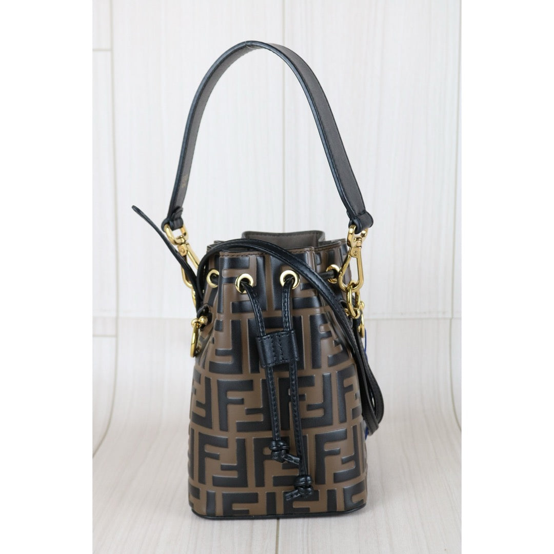 Good ( Rank AB)｜ FENDI Zucca Mini Mon Tresor Bucket bag Shoulder Bag Brown ｜S25081802
