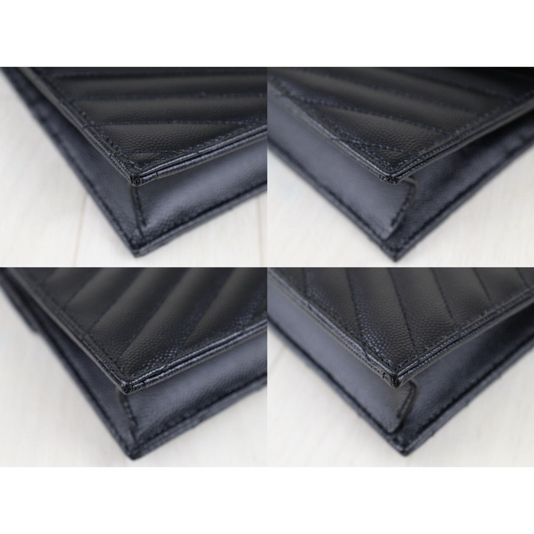 Excellent（Rank SA）｜  Saint Laurent YSL Caviar Skin Calf Leather Wallet Black｜S25092805