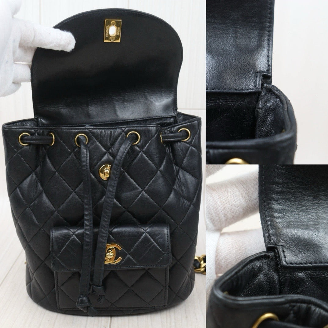 Good ( Rank AB)｜CHANEL  Lamb Skin Duma Backpack  Black Made in 1996-1997 Year｜P24092404