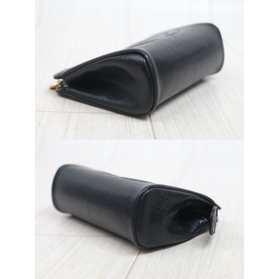 Include Entrupy Certificate of Authenticity｜Very Good ( Rank A)｜CHANEL Caviar Skin Calf Leather Vanity Case Black Made In 1991-1994Year｜26070315