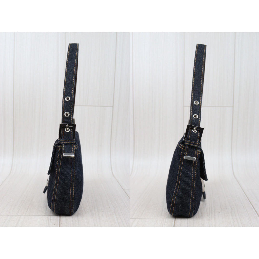 Rank AB ｜  FENDI Denim Baguette Shoulder Bag  ｜24040911