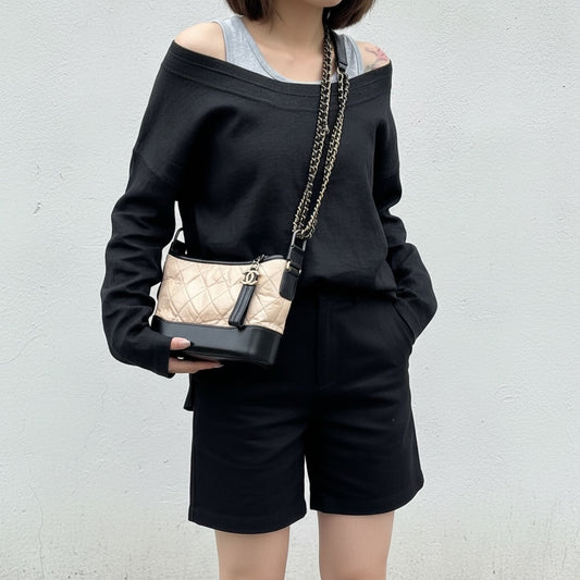 Include Entrupy Certificate of Authenticity｜Excellent（Rank SA）｜Full Set CHANEL PM Gabrielle Calf Leather Shoulder Bag Beige Made In 2018-2019Year｜S26060204